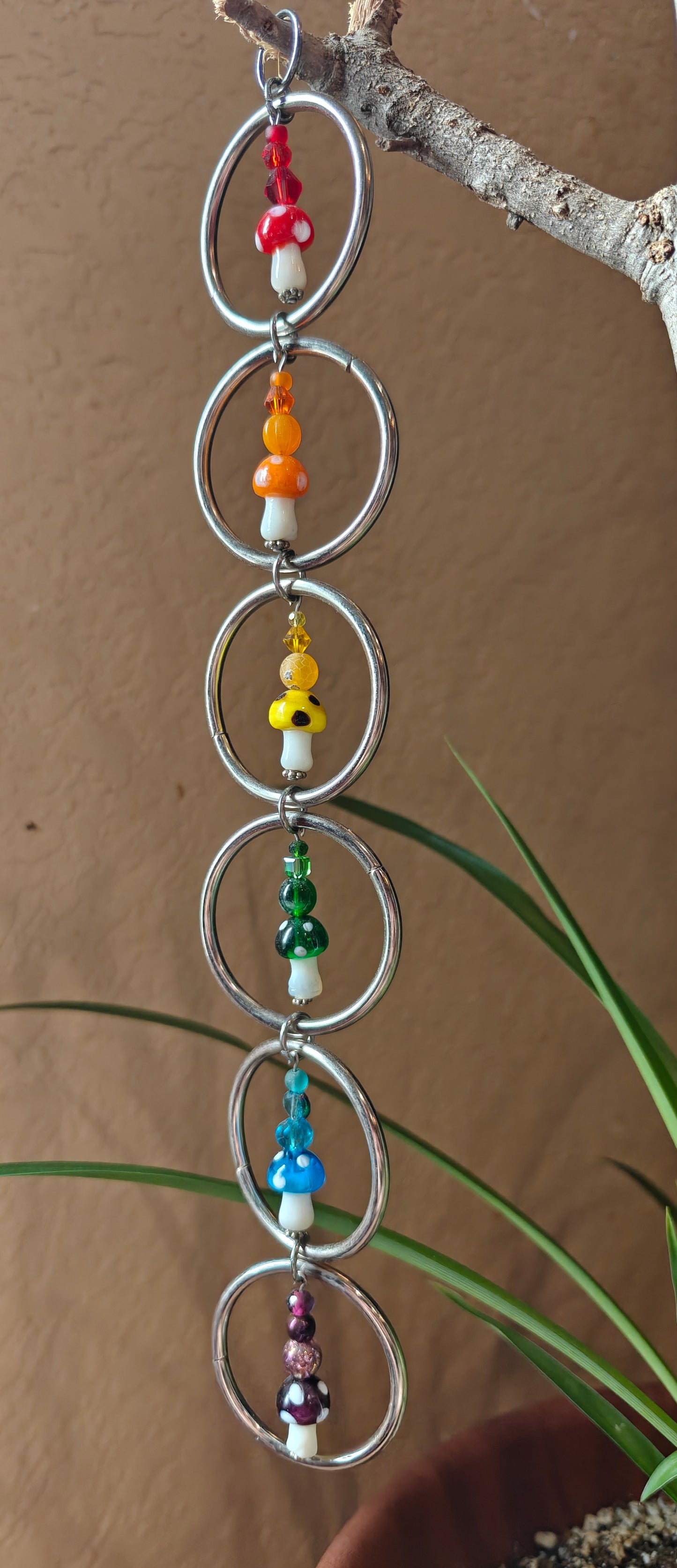 Rainbow mushroom silver sun catcher