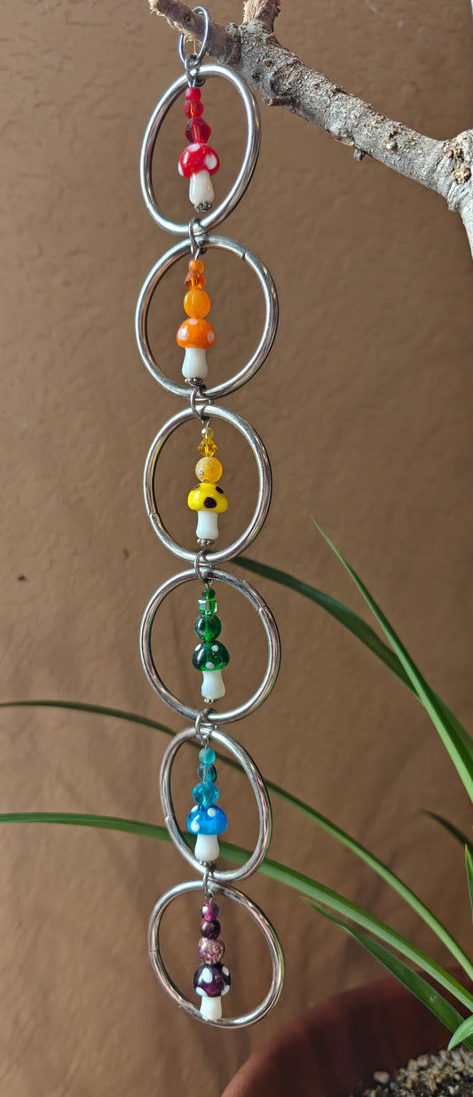 Rainbow mushroom silver sun catcher